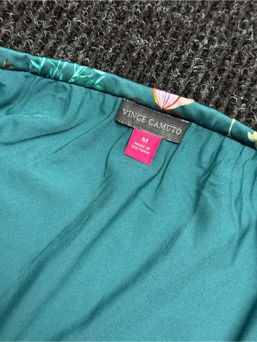 Vince Camuto Floral A-Line Midi Skirt M Teal Blue Silky Feel - Picture 2 of 5